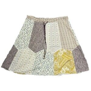 Kimchi & Blue‎ Skirt Urban Outfitters Patchwork Floral Beige Boho Cottage Medium